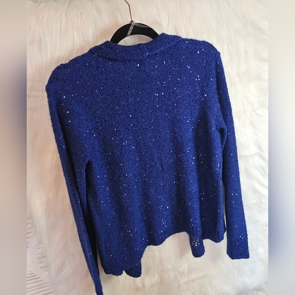 Anne Kline Classic Royal Festive Sequin Knit Cardigan - Picture 5 of 6